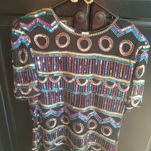 Ladies Sequin Top & Earrings